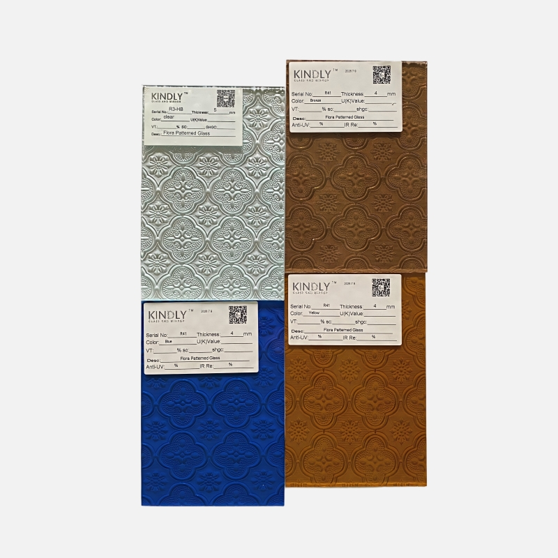 Blue Flora Patterned Glass